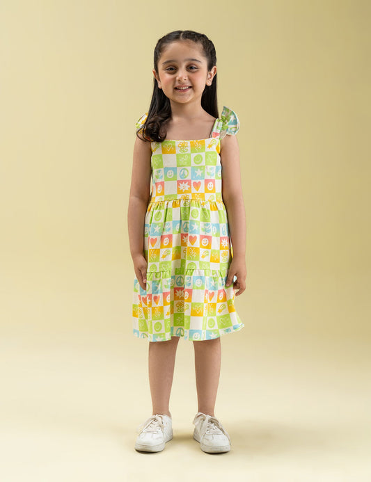 PRINTED TIERED DRESS