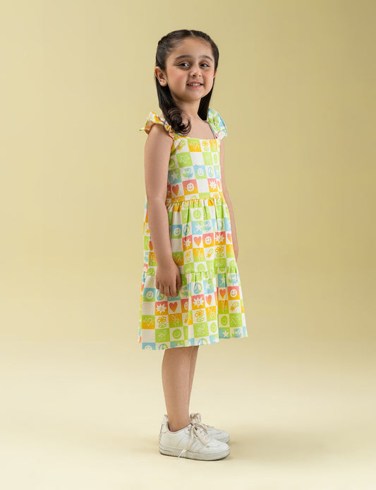 PRINTED TIERED DRESS