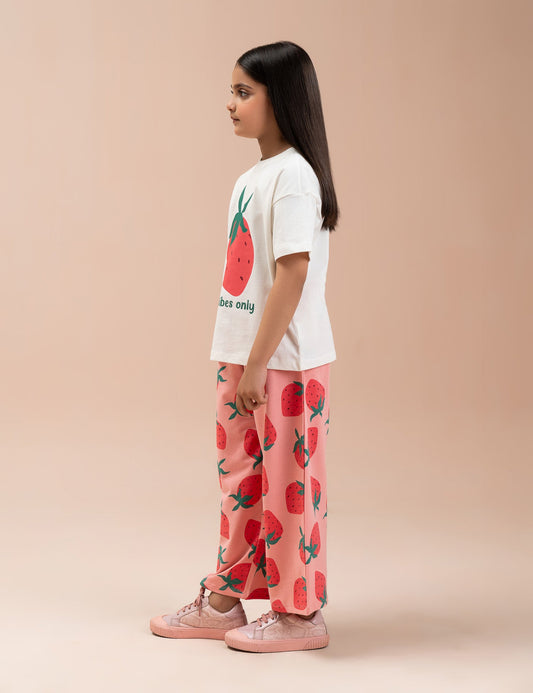 2 PIECE STRAWBERRY PRINTED SUIT
