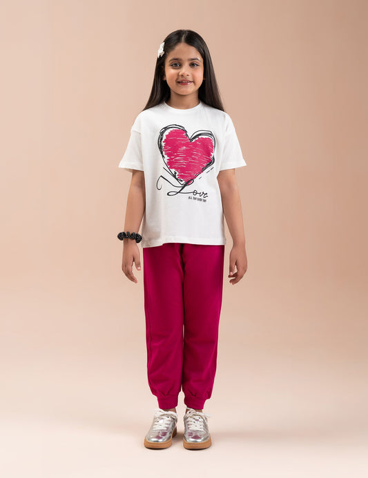 2 PIECE HEART GRAPHIC SUIT