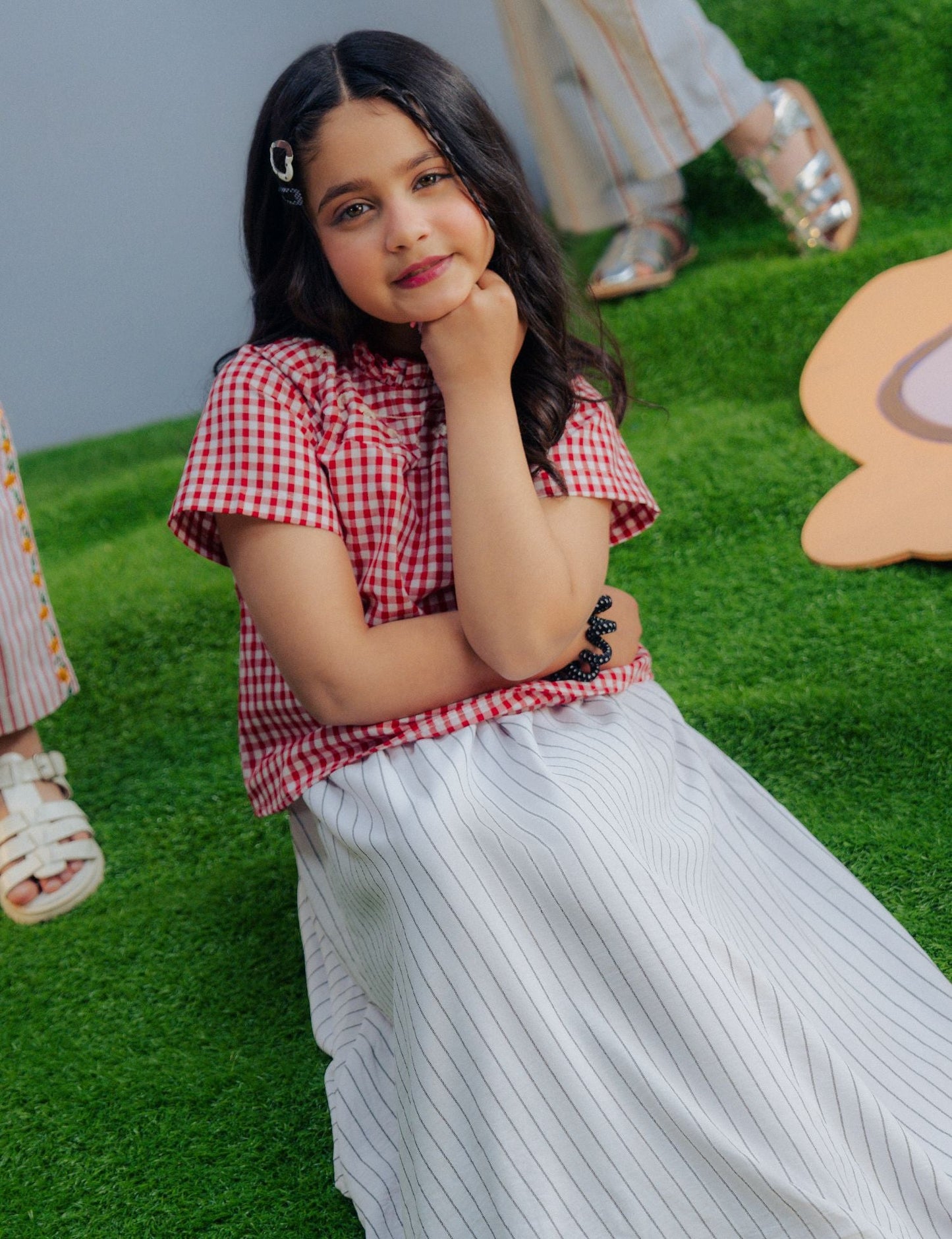 2 PIECE CHECKERED EMBROIDERED SUIT