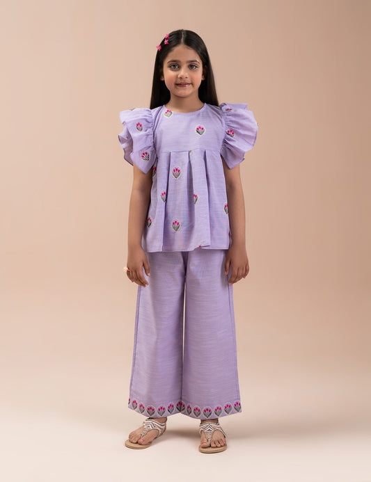 2 PIECE FLORAL EMBROIDERED SUIT