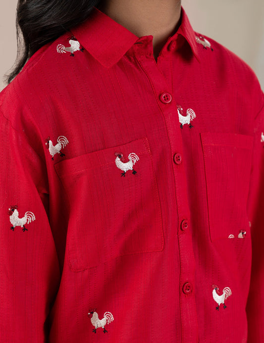 2 PIECE CHICKEN EMBROIDERED SUIT