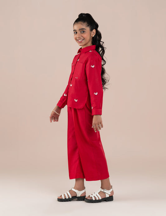 2 PIECE CHICKEN EMBROIDERED SUIT