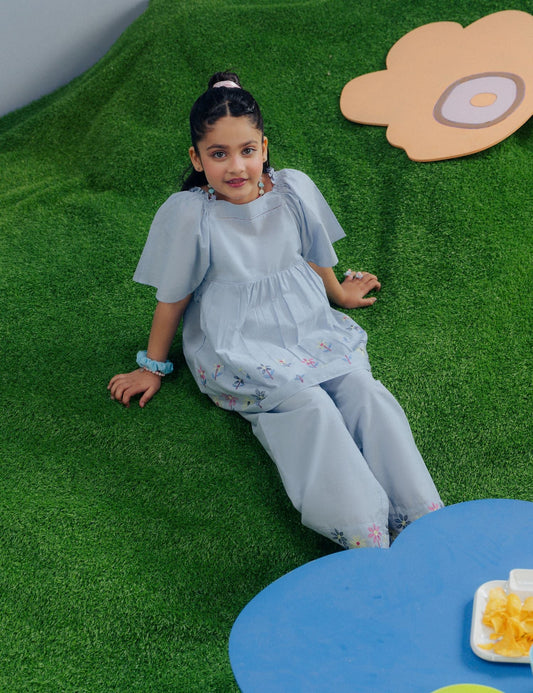 2 PIECE FLORAL EMBROIDERED SUIT