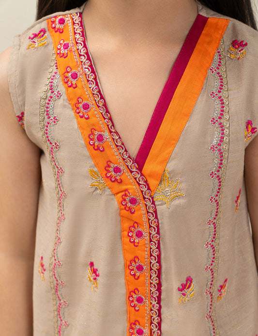 2 PIECE SLEEVELESS ETHNIC EMBROIDERED SUIT