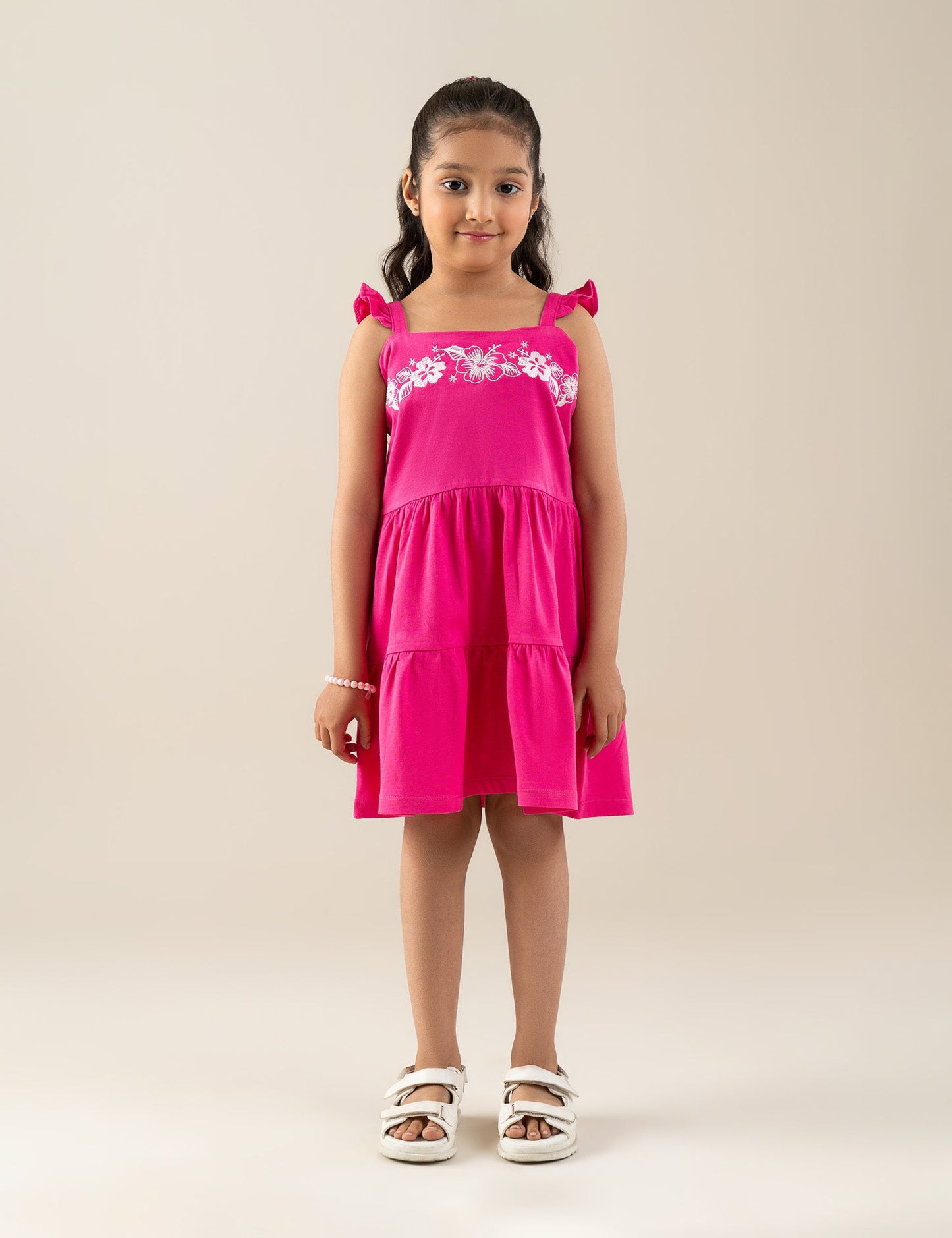FLORAL EMBROIDERED TIERED DRESS