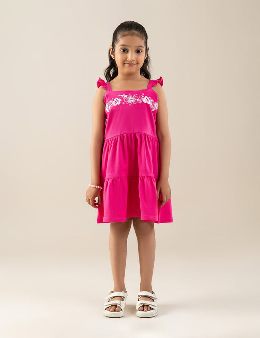 FLORAL EMBROIDERED TIERED DRESS