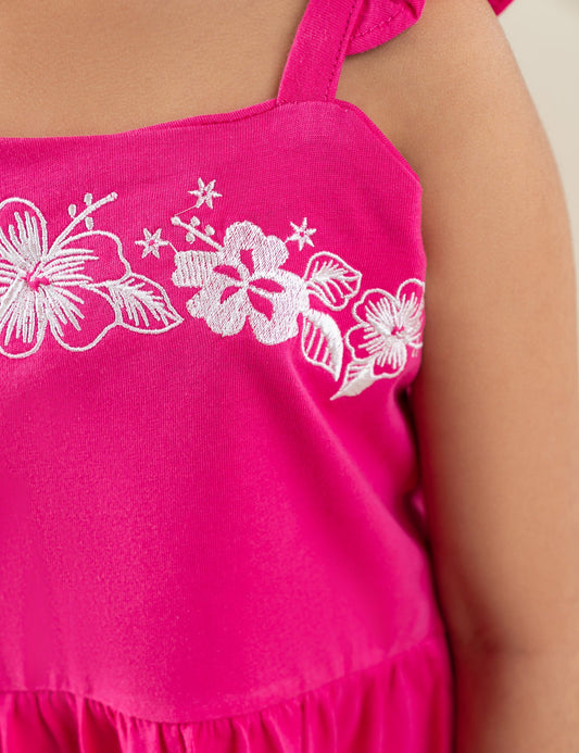 FLORAL EMBROIDERED TIERED DRESS