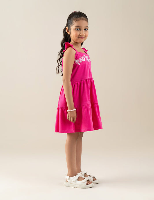 FLORAL EMBROIDERED TIERED DRESS