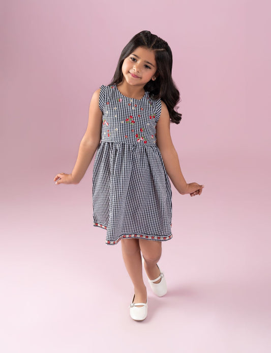 GINGHAM FLORAL DRESS