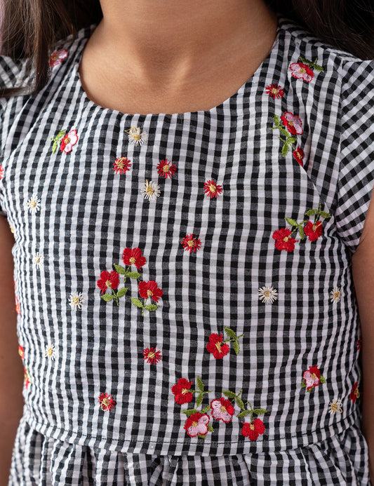 GINGHAM FLORAL DRESS