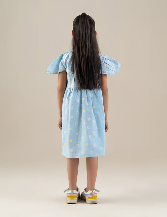 FLORAL EMBROIDERED PRINTED DRESS