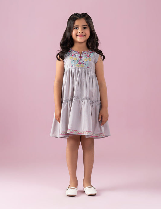 FLORAL EMBROIDERED TIERED DRESS