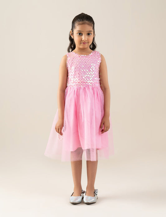 SEQUIN BODICE TULLE DRESS