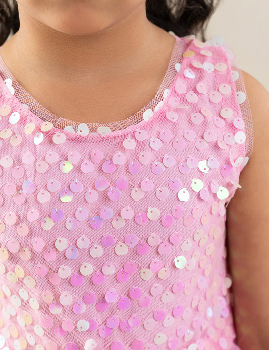SEQUIN BODICE TULLE DRESS