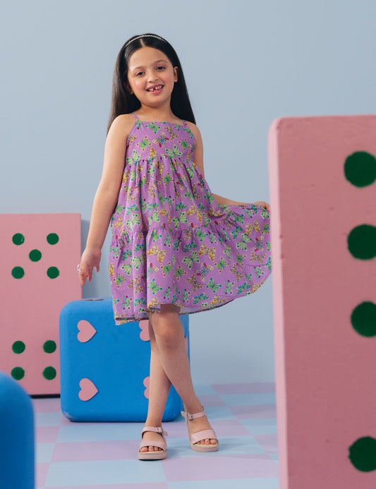 BUTTERFLY PRINTED DRESS