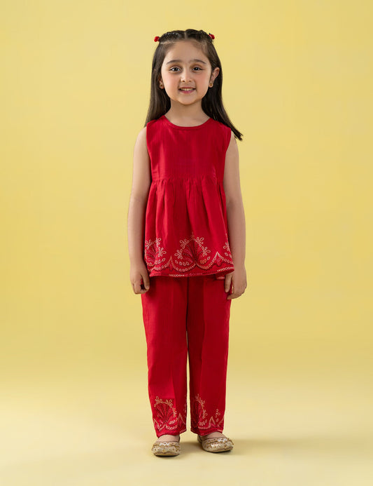 2 PIECE EMBROIDERED SLEEVELESS SUIT