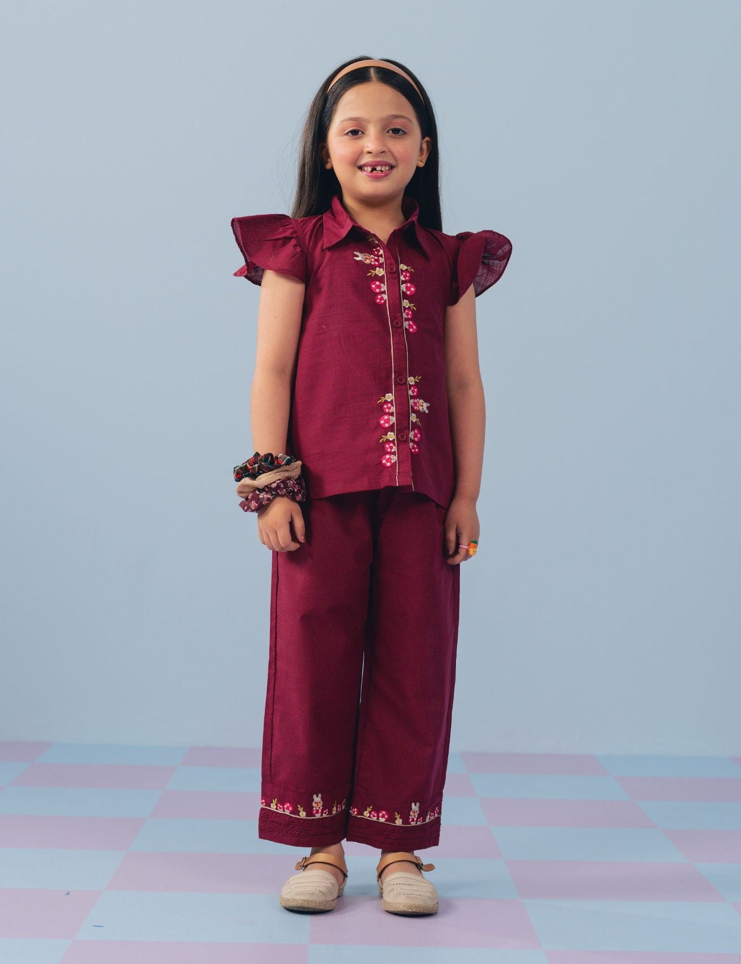 2 PIECE BUNNY EMBROIDERED SUIT