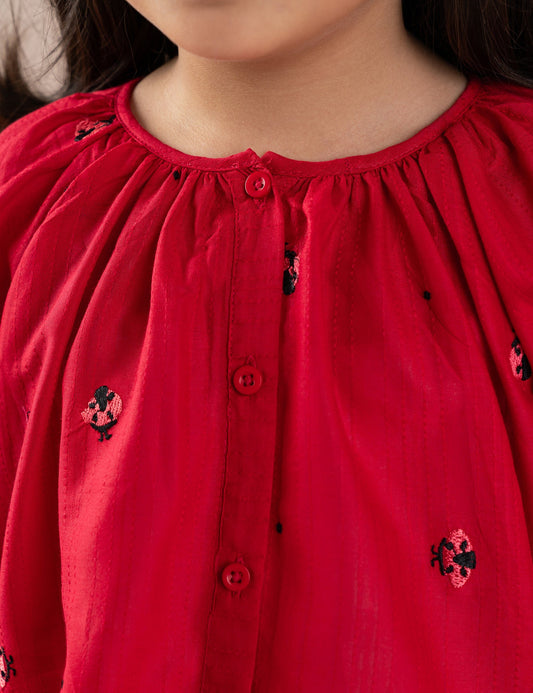 BUTTON DOWN EMBROIDRED TOP