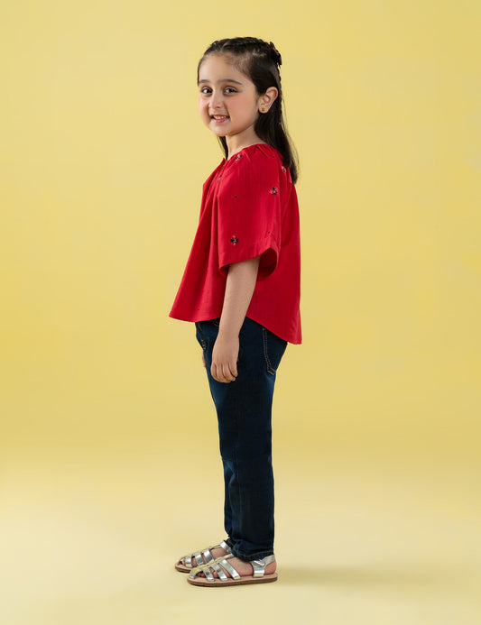 BUTTON DOWN EMBROIDRED TOP