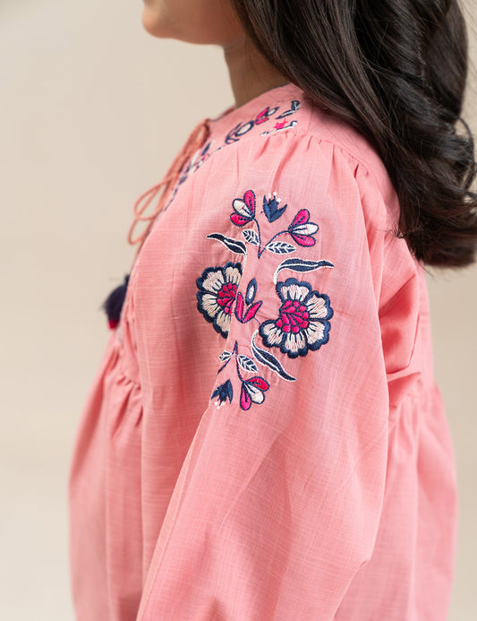 FLORAL EMBROIDERED PEPLUM DRESS