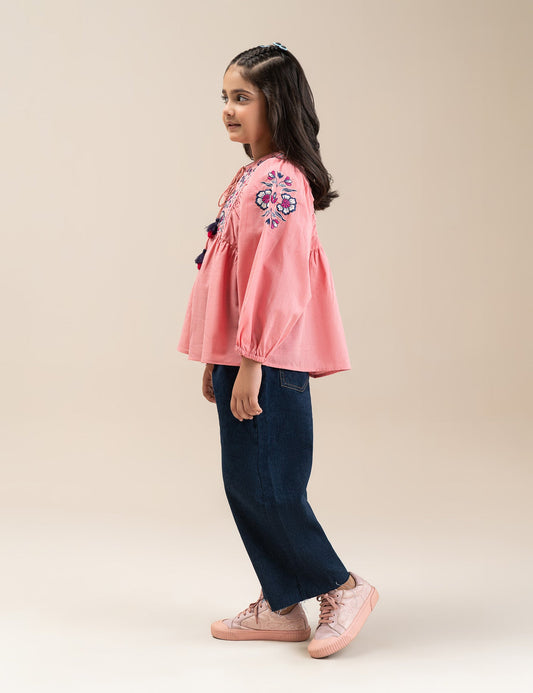 FLORAL EMBROIDERED PEPLUM DRESS