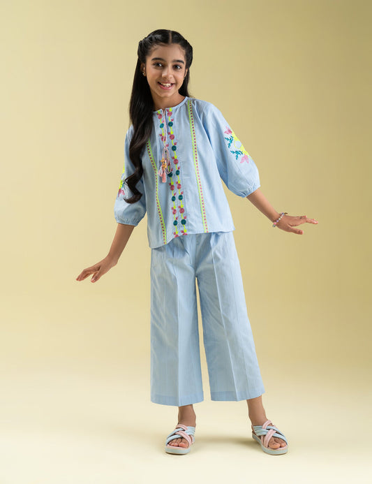 2 PIECE FLORAL EMBROIDERED SUIT