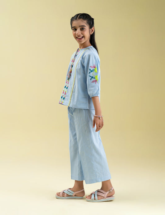 2 PIECE FLORAL EMBROIDERED SUIT
