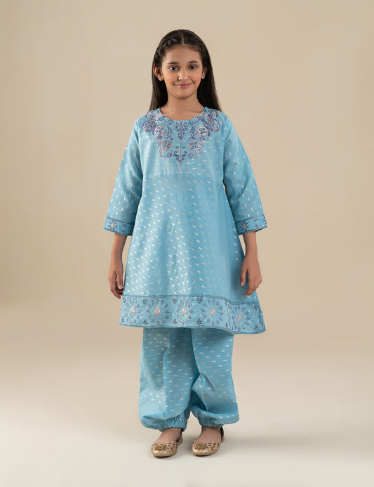 2 PIECE EMBROIDERED PEPLUM SUIT