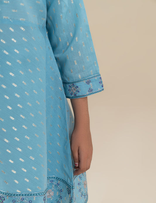 2 PIECE EMBROIDERED PEPLUM SUIT