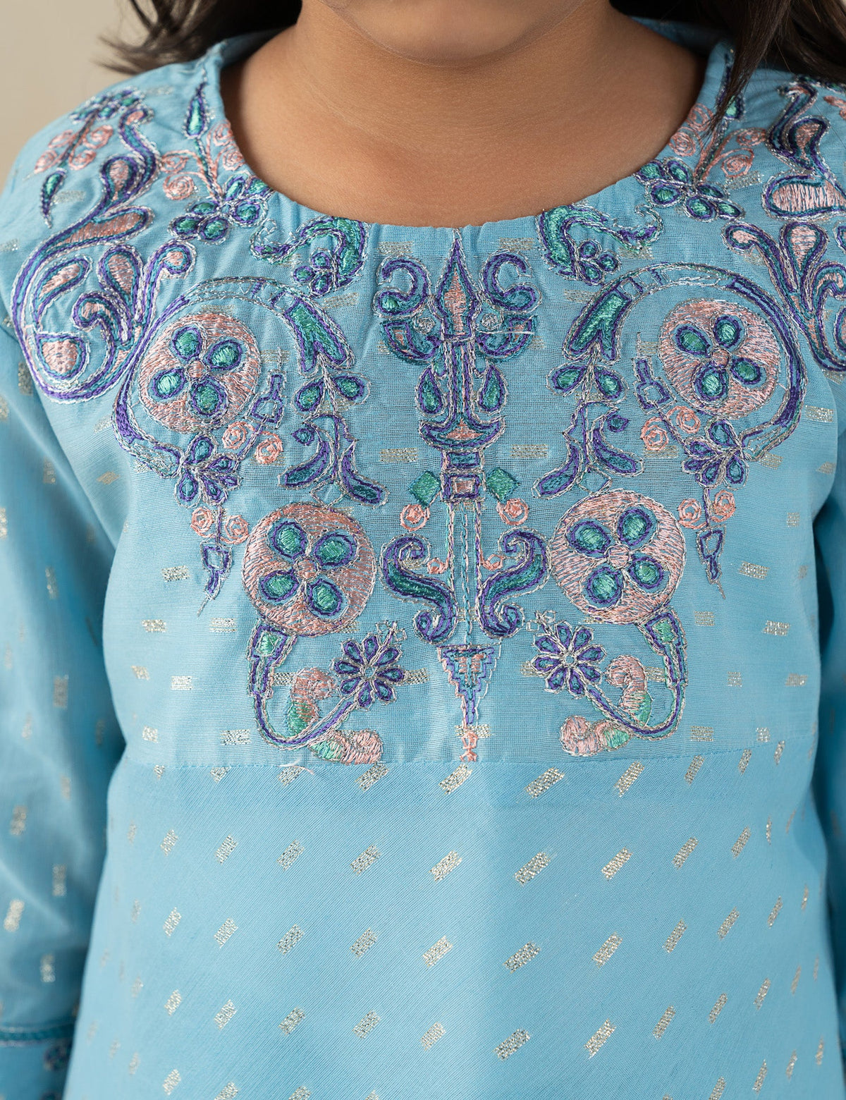 2 PIECE EMBROIDERED PEPLUM SUIT