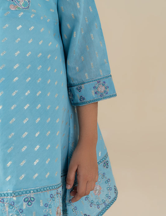2 PIECE EMBROIDERED PEPLUM SUIT