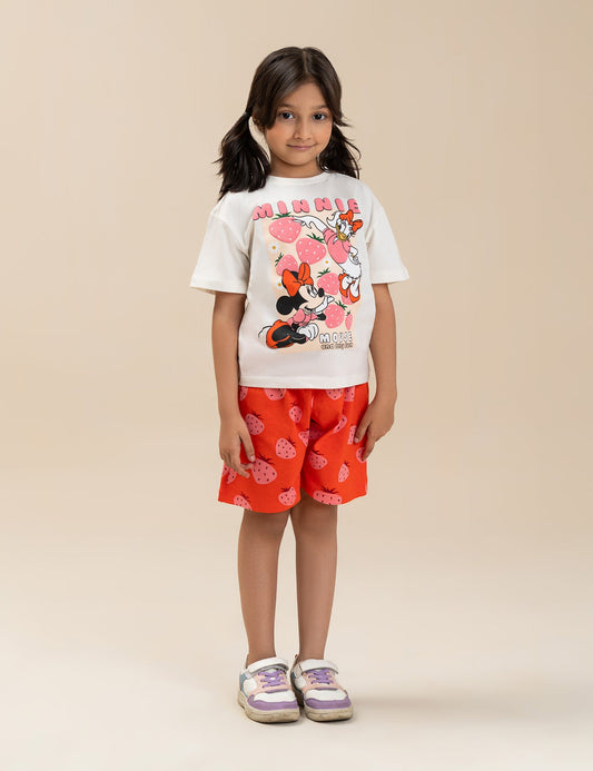 2 PIECE DISNEY MINNIE MOUSE STRAWBERRY PRINTED SUIT