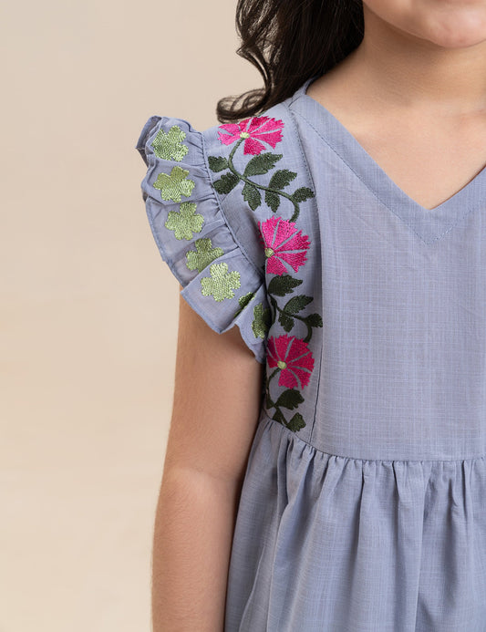 FLORAL EMBROIDERED DRESS