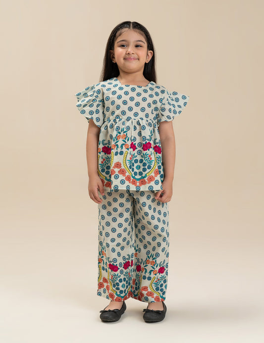 2 PIECE FLORAL EMBROIDERED SUIT