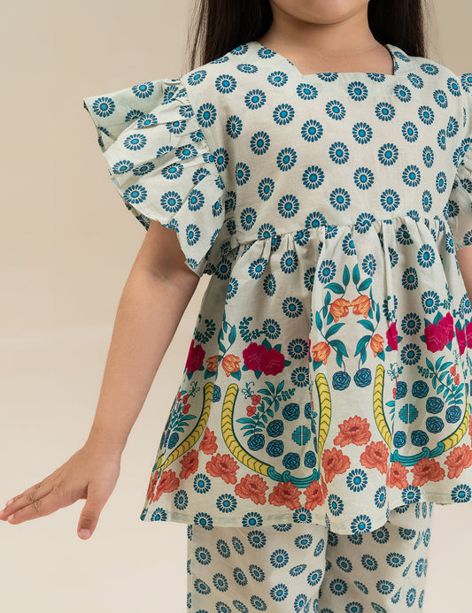 2 PIECE FLORAL PRINTED SUIT