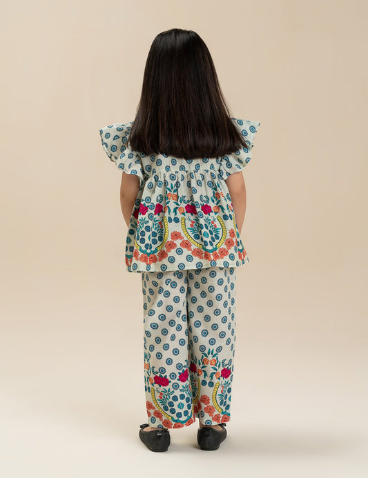 2 PIECE FLORAL EMBROIDERED SUIT