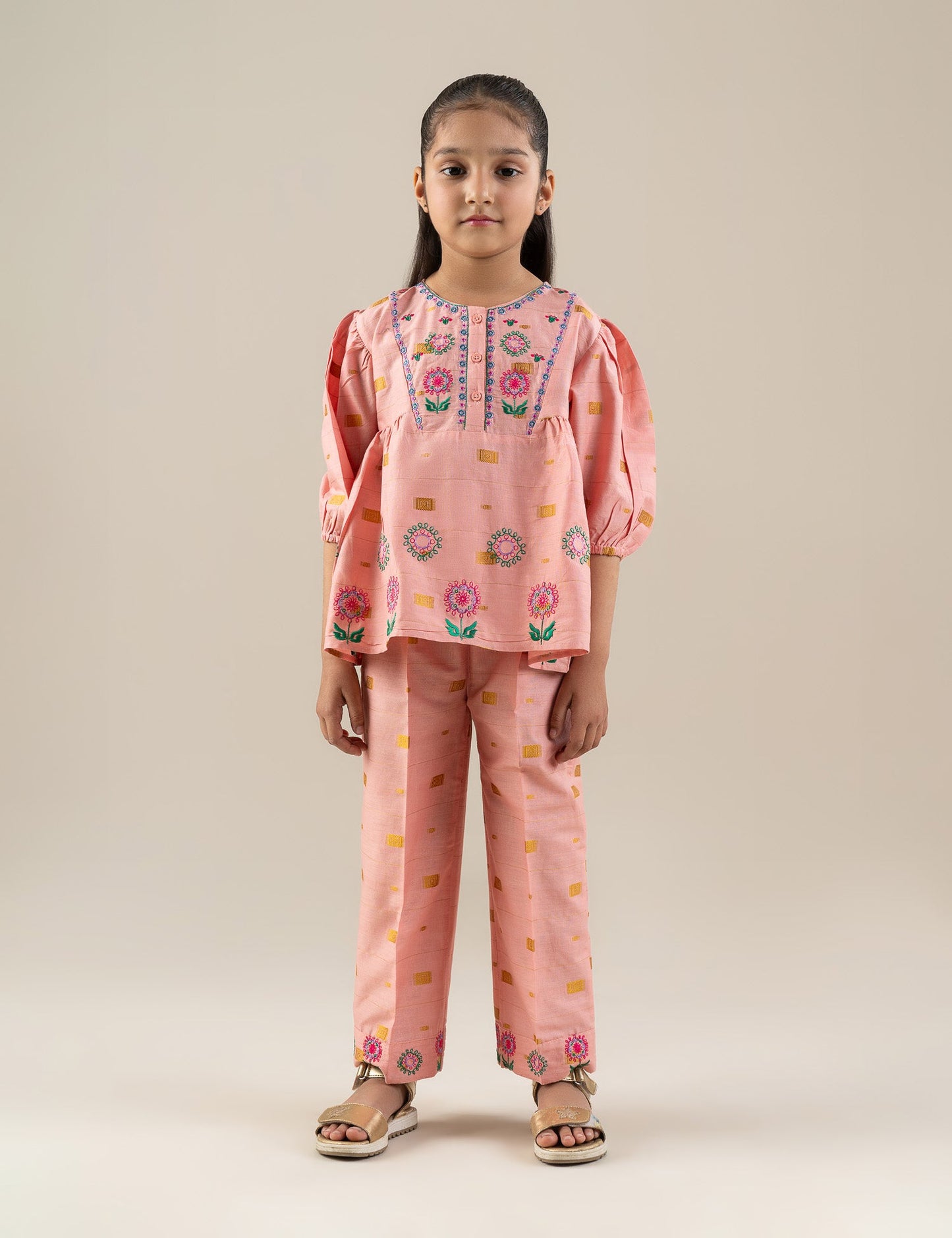 2 PIECE FLORAL EMBROIDERED SUIT