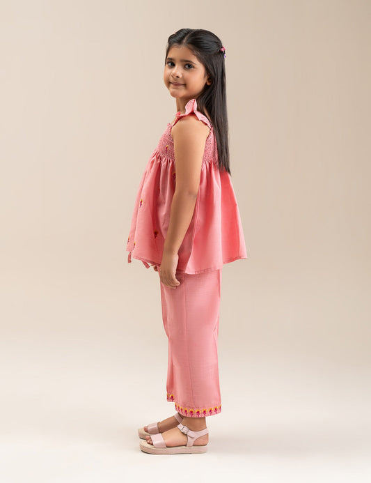 2 PIECE EMBROIDERED SMOCKED SUIT