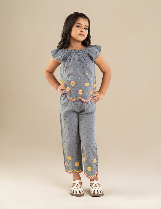 2 PIECE FLORAL EMBROIDERED SUIT