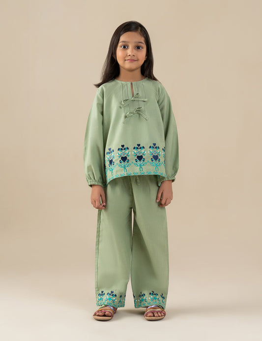 2 PIECE FLORAL EMBROIDERED SUIT