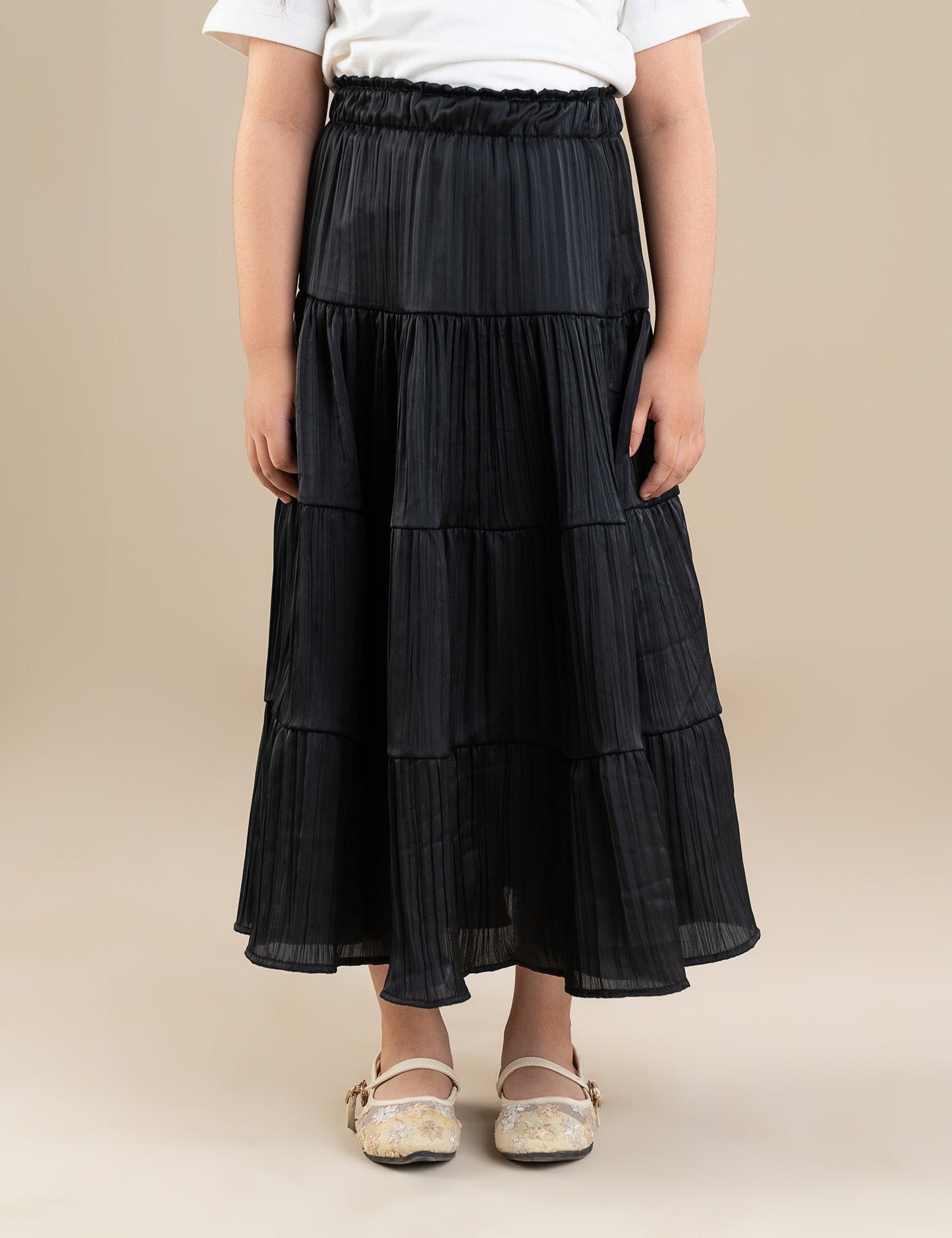 PLEATED TIERED SKIRT