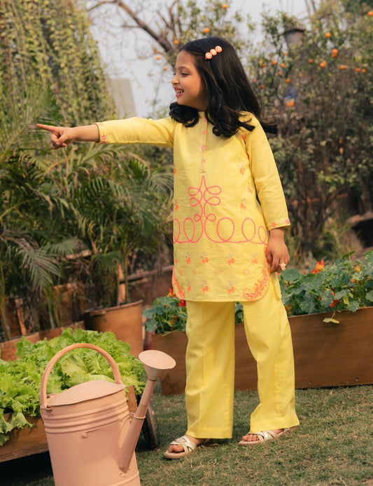 2 PIECE NEON EMBROIDERED SUIT