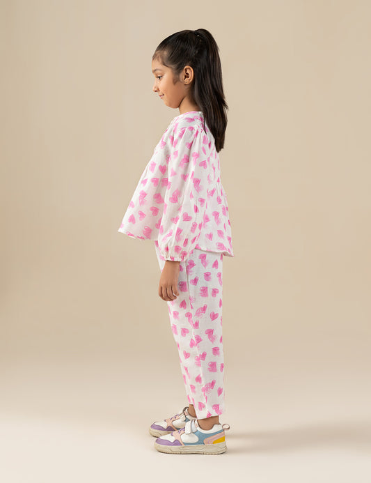 2 PIECE HEART PRINTED SUIT