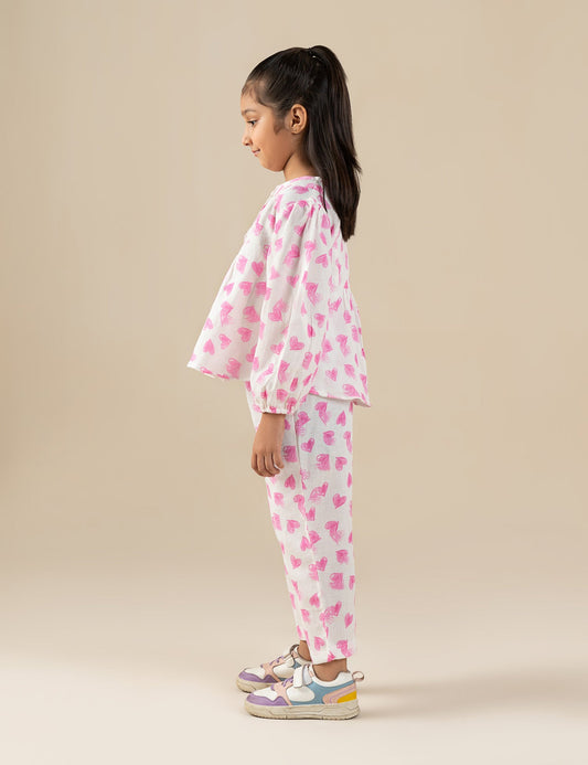 2 PIECE HEART PRINTED SUIT