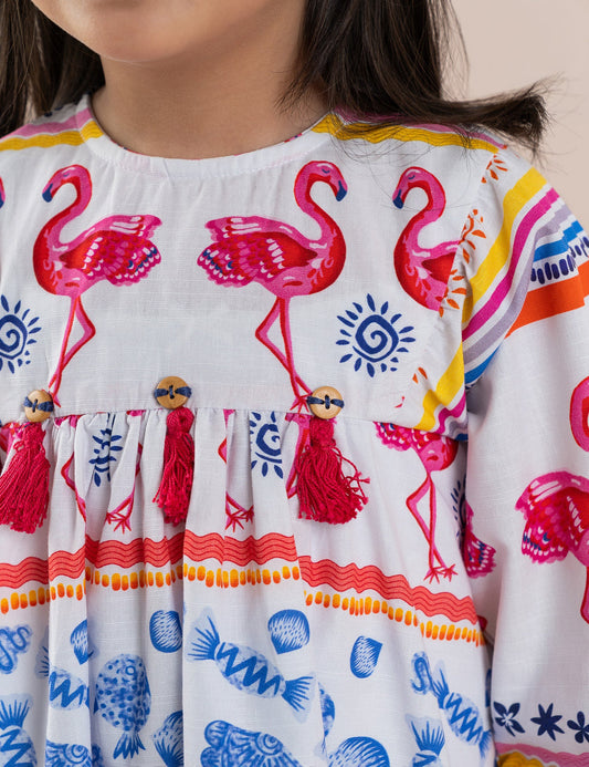 FLAMINGO PRINTED DRESS