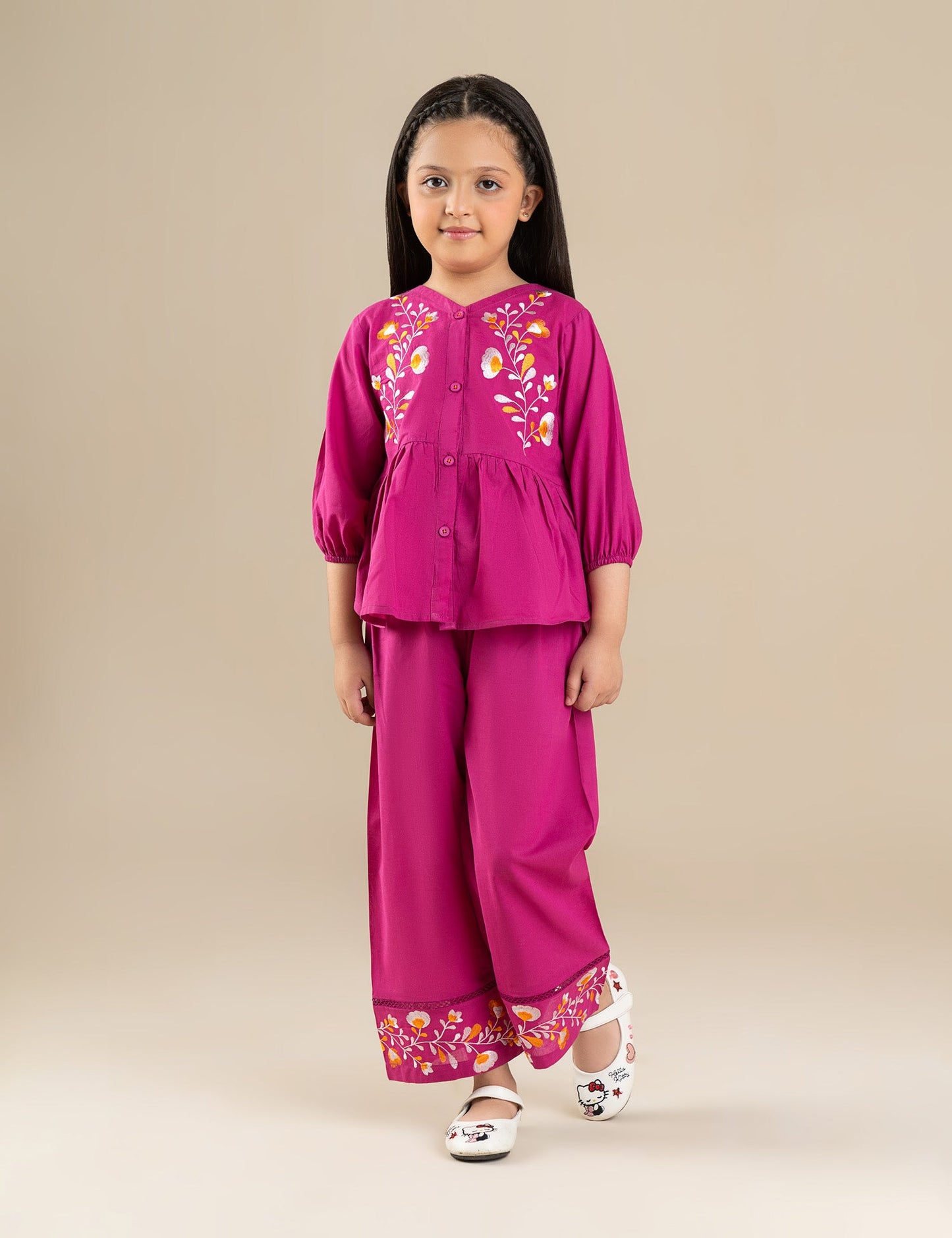 2 PIECE FLORAL EMBROIDERED SUIT