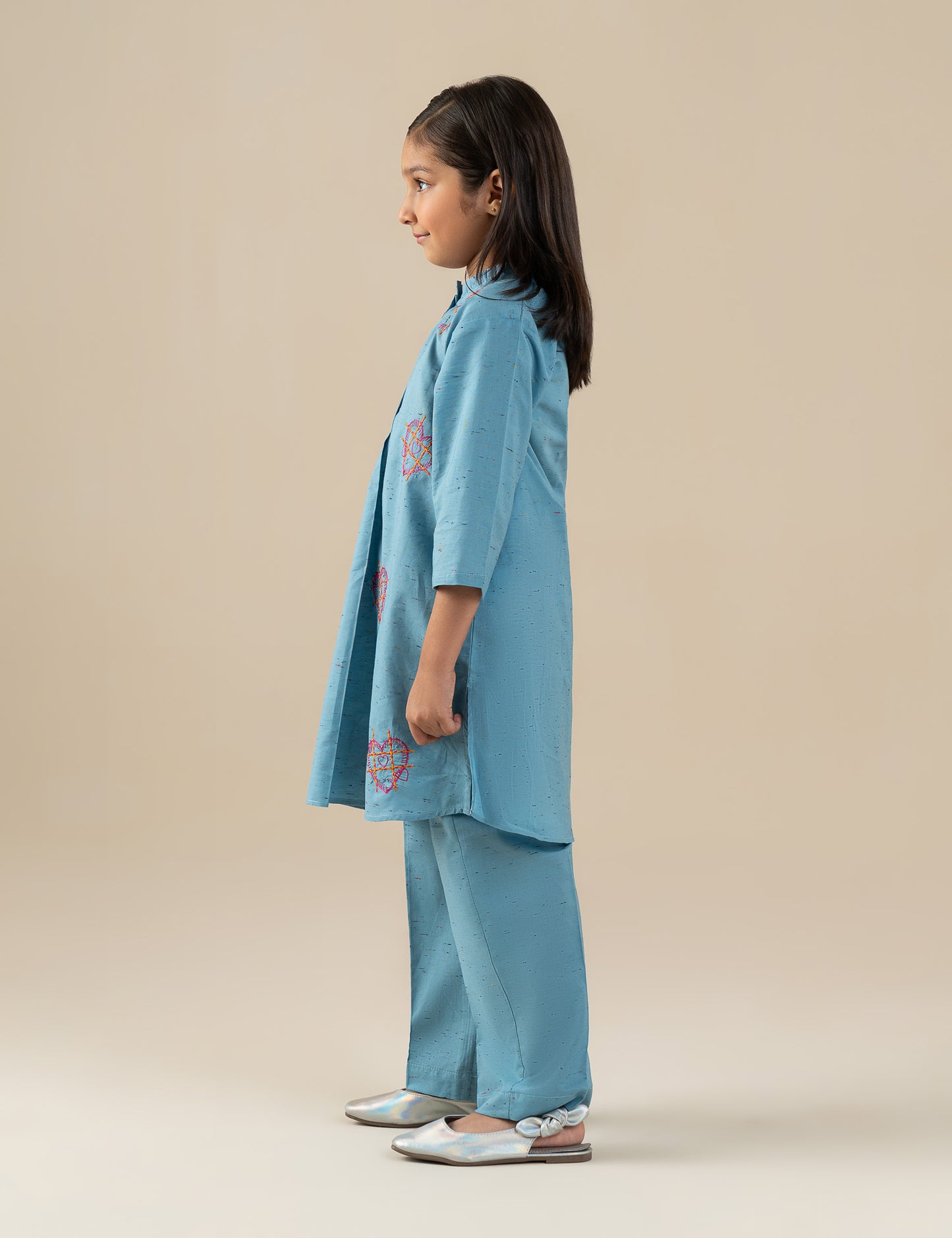 2 PIECE HEART EMBROIDERED SUIT