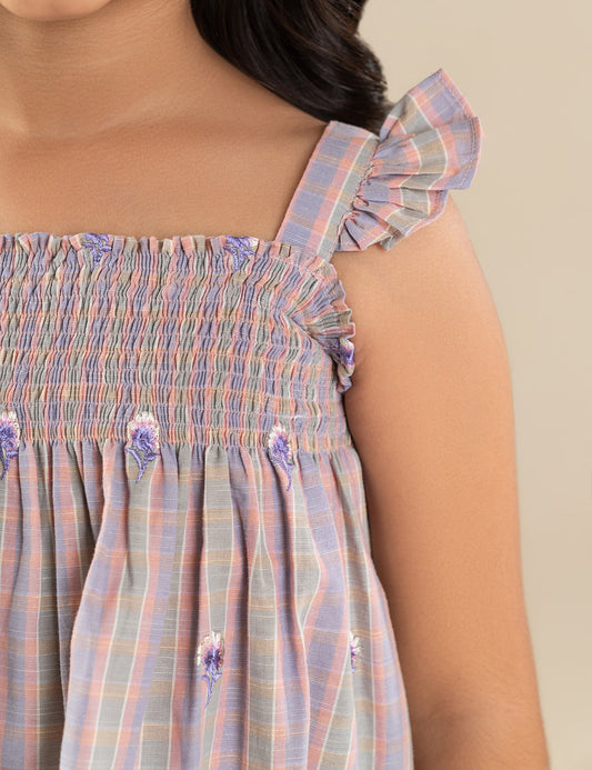 2 PIECE STRIPED EMBROIDERED SUIT